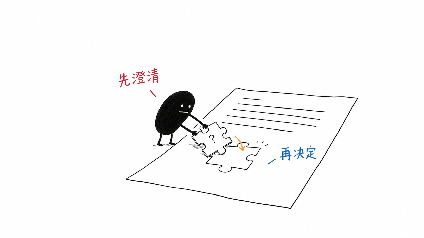 小黑补齐报价资料缺口再作决定的手绘示意